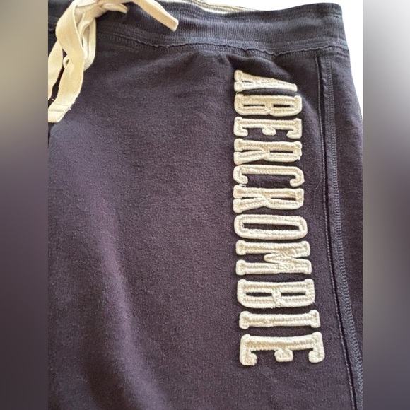 Abercrombie & Fitch Navy Spell~Out Logo Fleece Shorts Sz M Drawstring Lounge - Picture 4 of 6